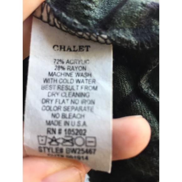 Chalet Green Black Patterned Open Cardigan Wrap - Waterfall Rayon XL Textured - Picture 11 of 12